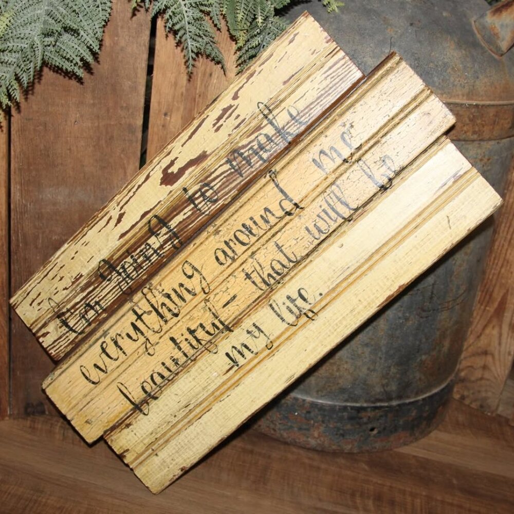 Large Chippy Primitive Farmhouse VTG Wood Trim Inspirational Wall Decor Sign